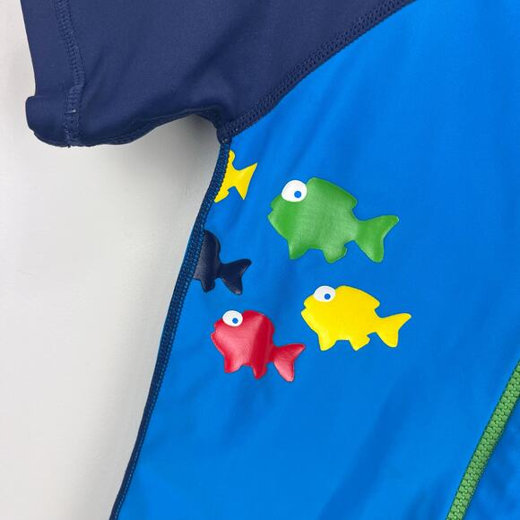 Hanna Andersson Blue Fish Sunblock Rash Guard Bathing Suit 80 cm 18-24 Months - Picture 2 of 7